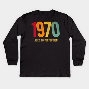 Retro Vintage 1970 aged to perfection birthday Kids Long Sleeve T-Shirt